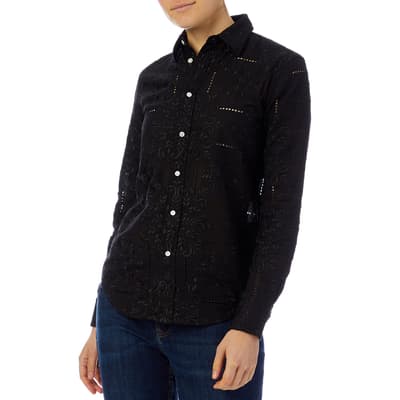 Black Embroidered Relaxed Shirt