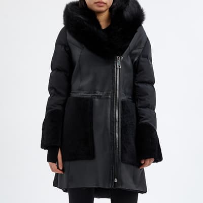 Black Shearling Puffer Coat