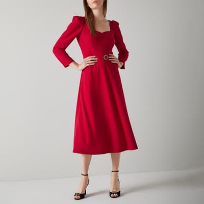 Red Katerina Belted Dress