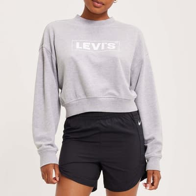 Grey Logo Graphic Cotton Blend Sweatshirt