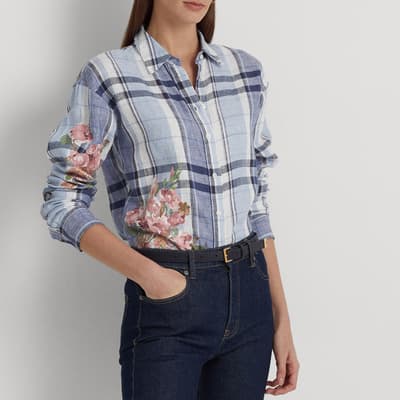 Blue/Pink Floral Checked Shirt