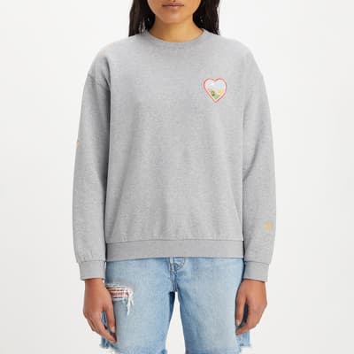 Grey Salinas Embroidered Cotton Sweatshirt