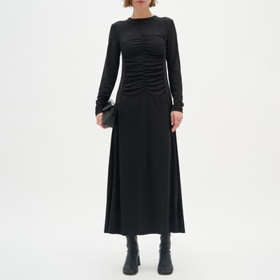 Black Rouched Midi Dress