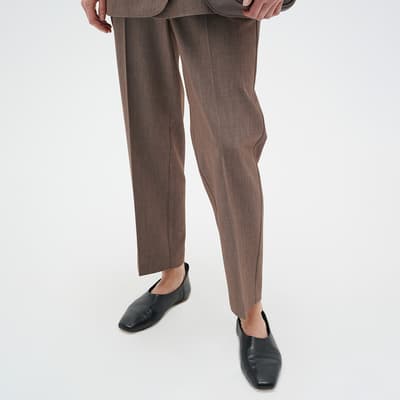 Brown Elasticaited Straight Trousers