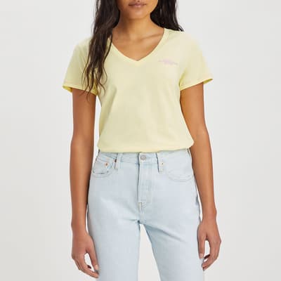 Yellow V-Neck Short Sleeve Cotton T-Shirt