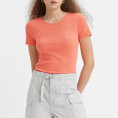 Orange Cotton Blend T-Shirt