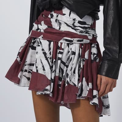 Burgundy Printed Skirt