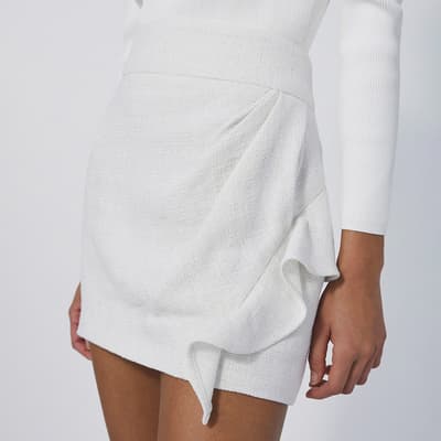 White Ruched Mini Skirt