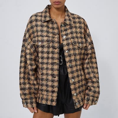 Brown Checked Cotton Jacket