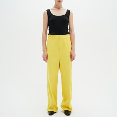 Yellow Quincie Cotton Blend Trousers