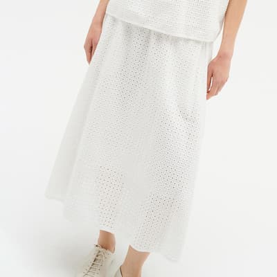 White Eirena Cotton Midi Skirt
