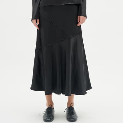 Black Laurel Frill Midi Skirt
